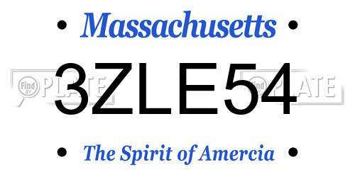 3ZLE54 Massachusetts License Plate