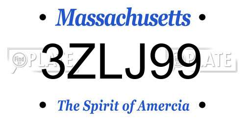 3ZLJ99 Massachusetts License Plate