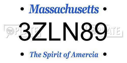 3ZLN89 Massachusetts License Plate