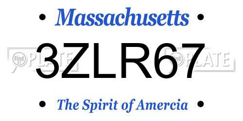 3ZLR67 Massachusetts License Plate