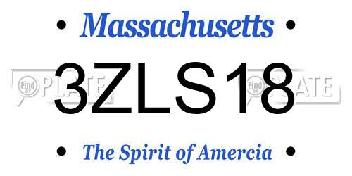 3ZLS18 Massachusetts License Plate