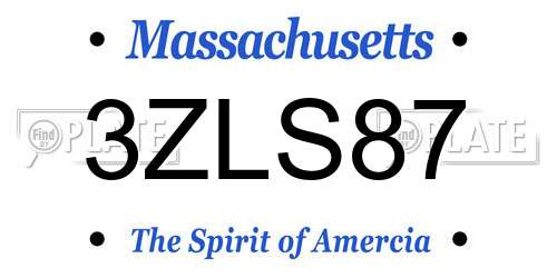 3ZLS87 Massachusetts License Plate