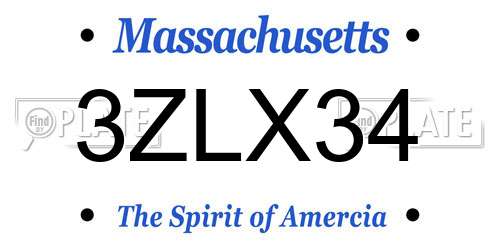3ZLX34 Massachusetts License Plate