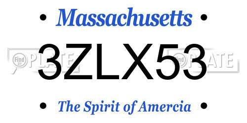 3ZLX53 Massachusetts License Plate