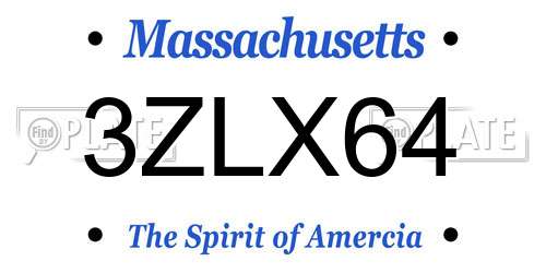 3ZLX64 Massachusetts License Plate