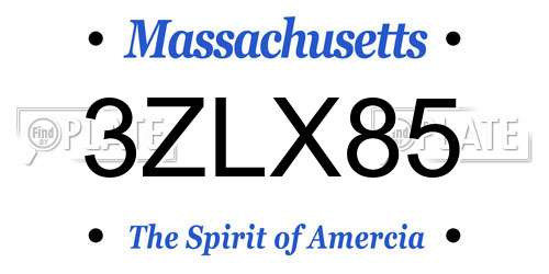 3ZLX85 Massachusetts License Plate