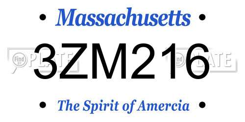 3ZM216 Massachusetts License Plate