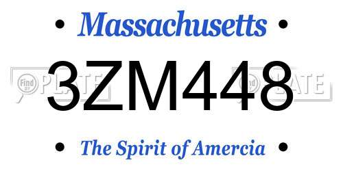 3ZM448 Massachusetts License Plate
