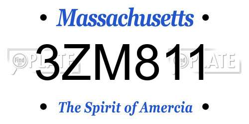 3ZM811 Massachusetts License Plate