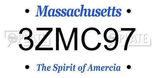 3ZMC97 Massachusetts License Plate