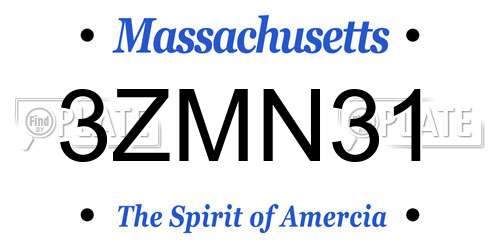 3ZMN31 Massachusetts License Plate