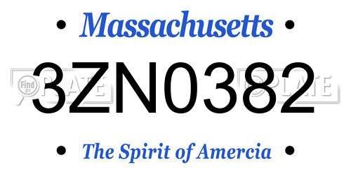 3ZN0382 Massachusetts License Plate