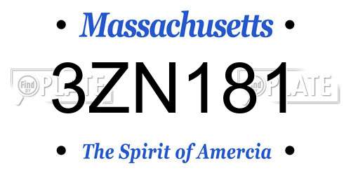 3ZN181 Massachusetts License Plate