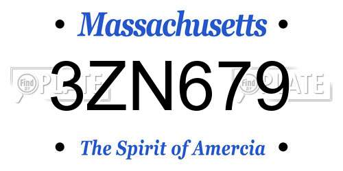3ZN679 Massachusetts License Plate