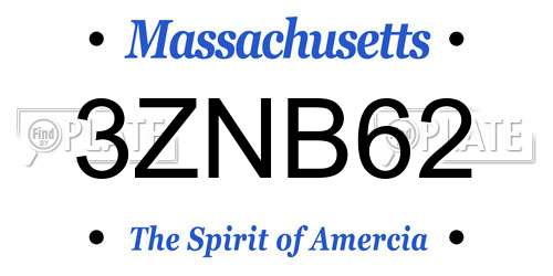 3ZNB62 Massachusetts License Plate