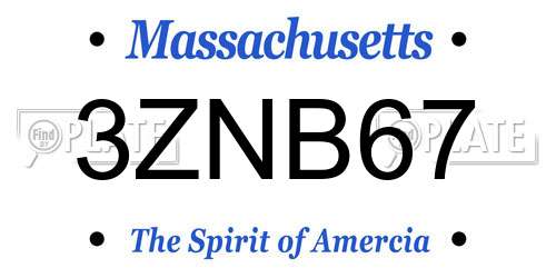 3ZNB67 Massachusetts License Plate