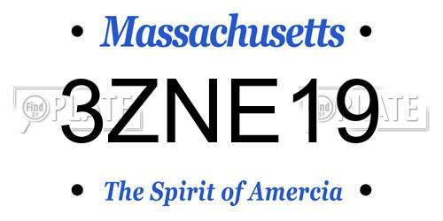 3ZNE19 Massachusetts License Plate