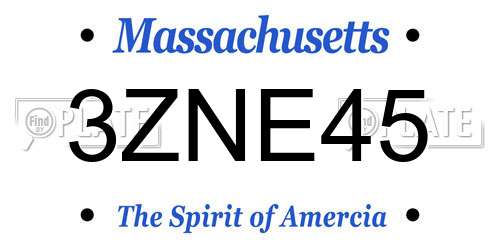 3ZNE45 Massachusetts License Plate