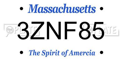 3ZNF85 Massachusetts License Plate