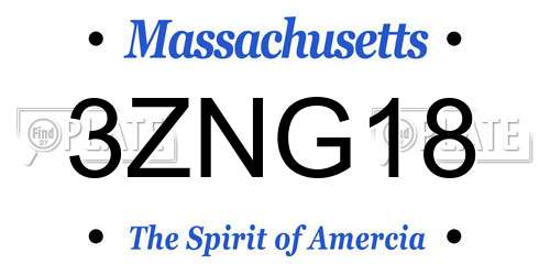 3ZNG18 Massachusetts License Plate