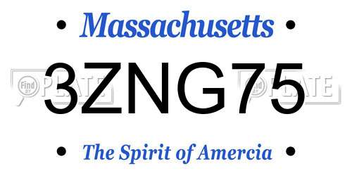 3ZNG75 Massachusetts License Plate