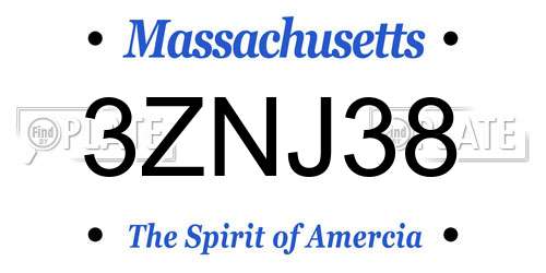 3ZNJ38 Massachusetts License Plate