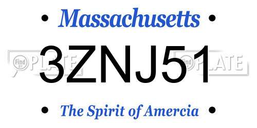 3ZNJ51 Massachusetts License Plate
