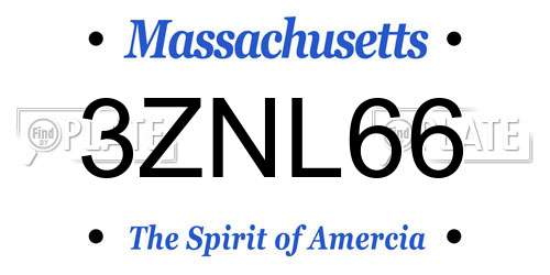 3ZNL66 Massachusetts License Plate