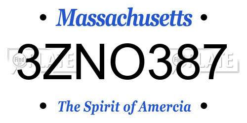 3ZNO387 Massachusetts License Plate