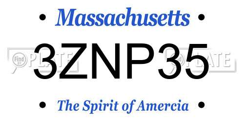 3ZNP35 Massachusetts License Plate