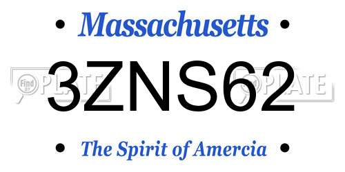3ZNS62 Massachusetts License Plate