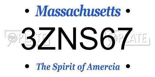 3ZNS67 Massachusetts License Plate