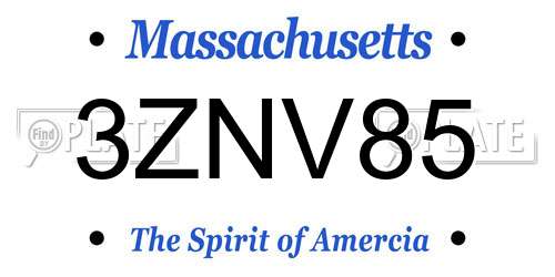 3ZNV85 Massachusetts License Plate