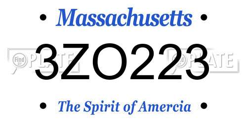3ZO223 Massachusetts License Plate
