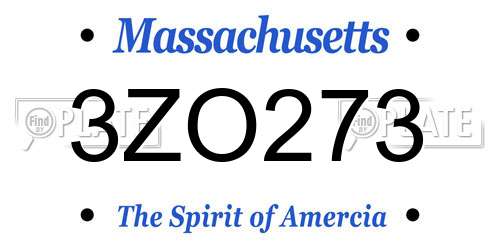 3ZO273 Massachusetts License Plate