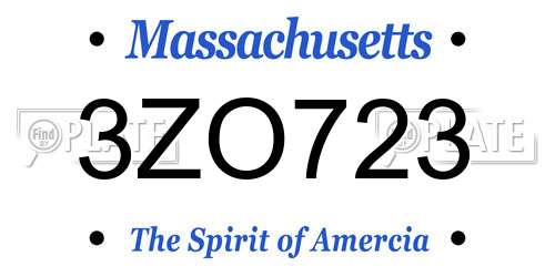 3ZO723 Massachusetts License Plate