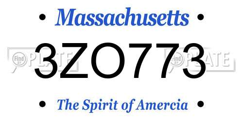 3ZO773 Massachusetts License Plate
