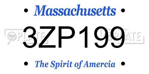 3ZP199 Massachusetts License Plate