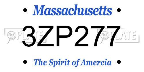 3ZP277 Massachusetts License Plate