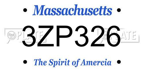 3ZP326 Massachusetts License Plate
