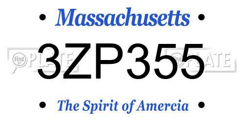 3ZP355 Massachusetts License Plate