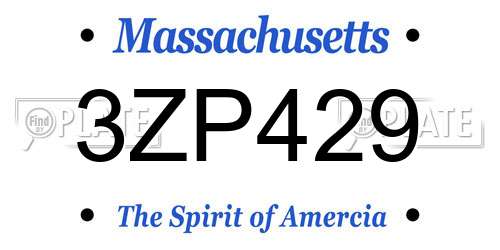 3ZP429 Massachusetts License Plate
