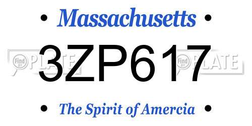 3ZP617 Massachusetts License Plate