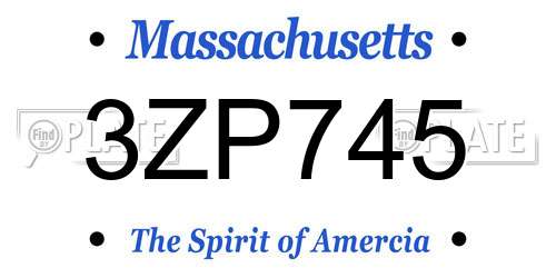 3ZP745 Massachusetts License Plate