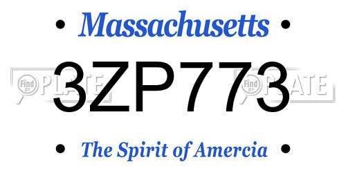 3ZP773 Massachusetts License Plate