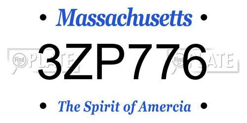 3ZP776 Massachusetts License Plate