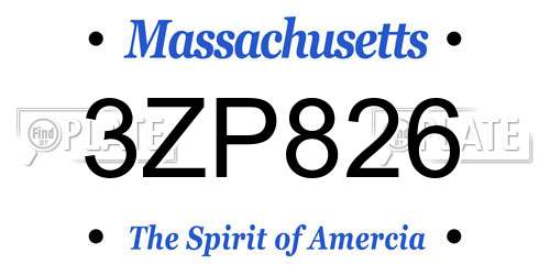 3ZP826 Massachusetts License Plate