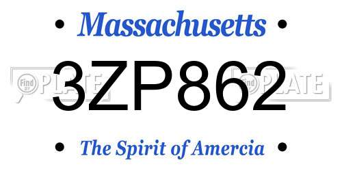 3ZP862 Massachusetts License Plate