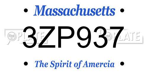 3ZP937 Massachusetts License Plate