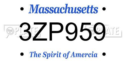 3ZP959 Massachusetts License Plate